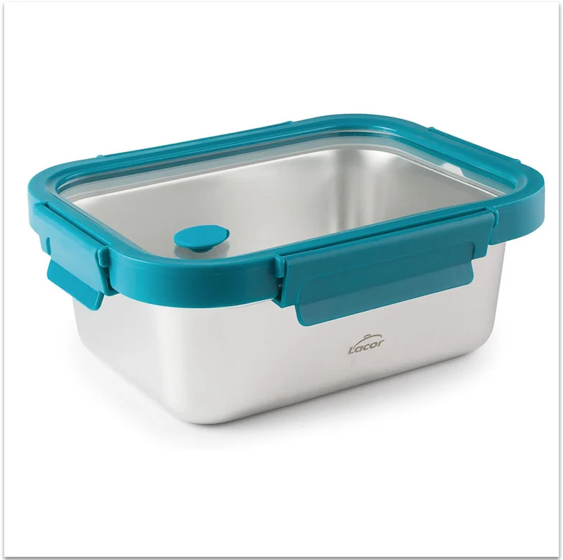 Tupper rectangular de acero inoxidable y tapa cristal - Cocuisine