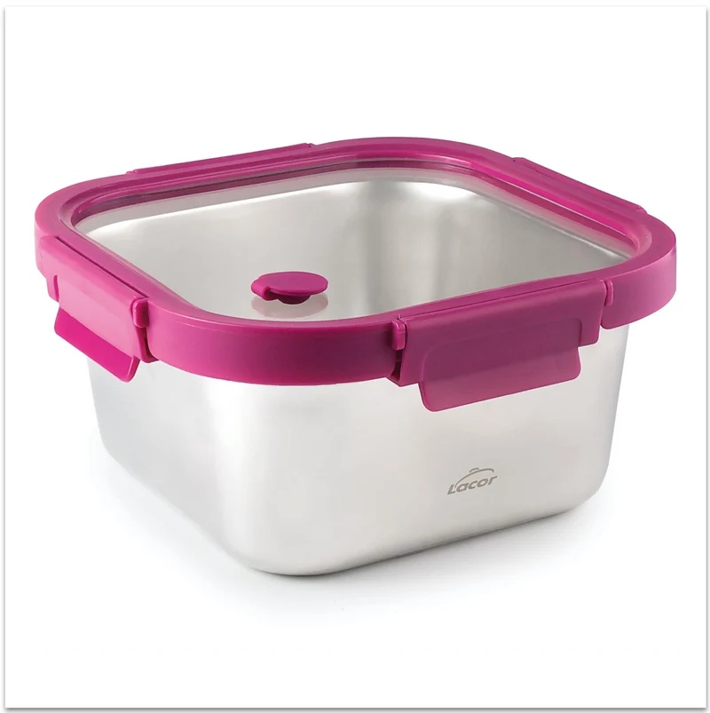 Tupper cuadrado de acero inoxidable y tapa cristal - Cocuisine