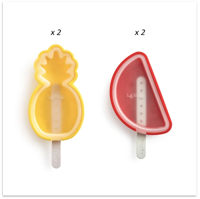 Pack 4 Moldes Helado Frutas tropicales Silicona - Lékué