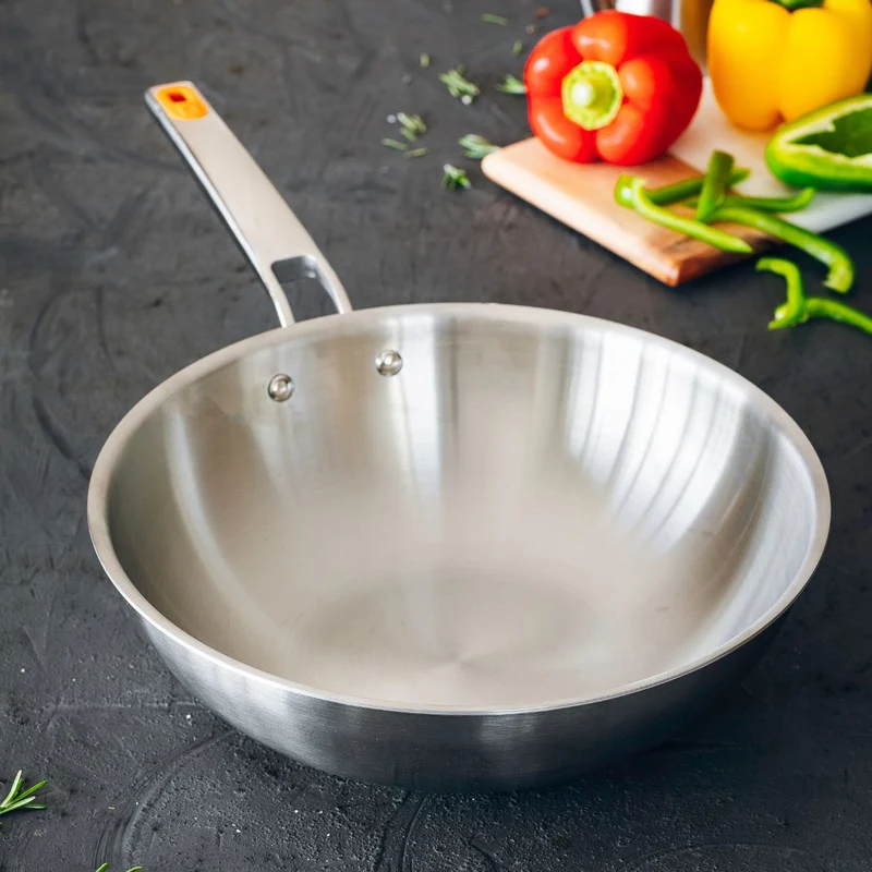 Wok de acero inoxidable sin antiadherente Efficient Inox 28 cm