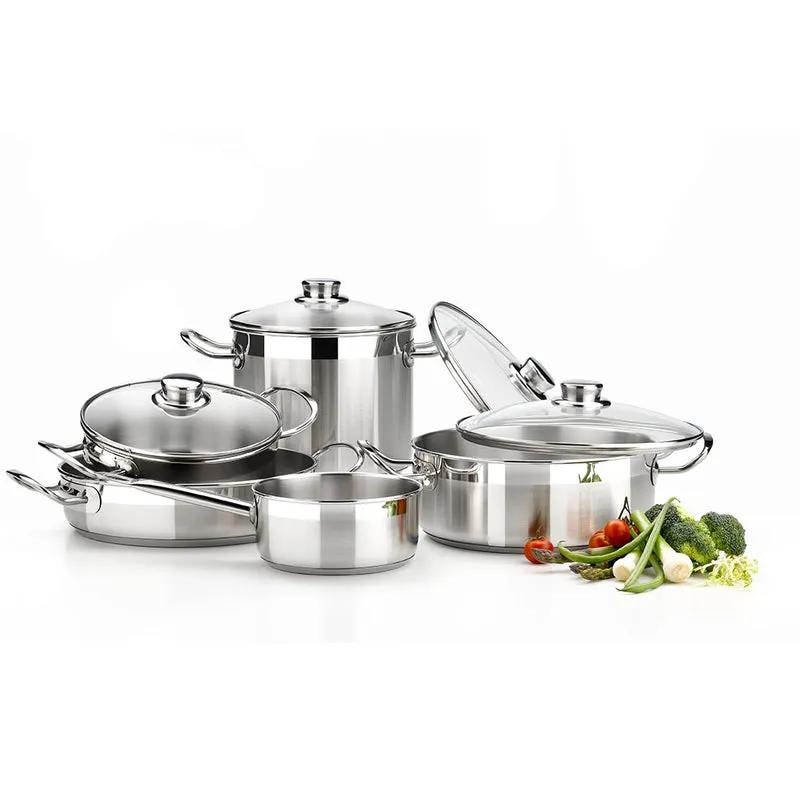 Batería de cocina 9 piezas con rustidera acero inoxidable sin antiadherente Profesional
