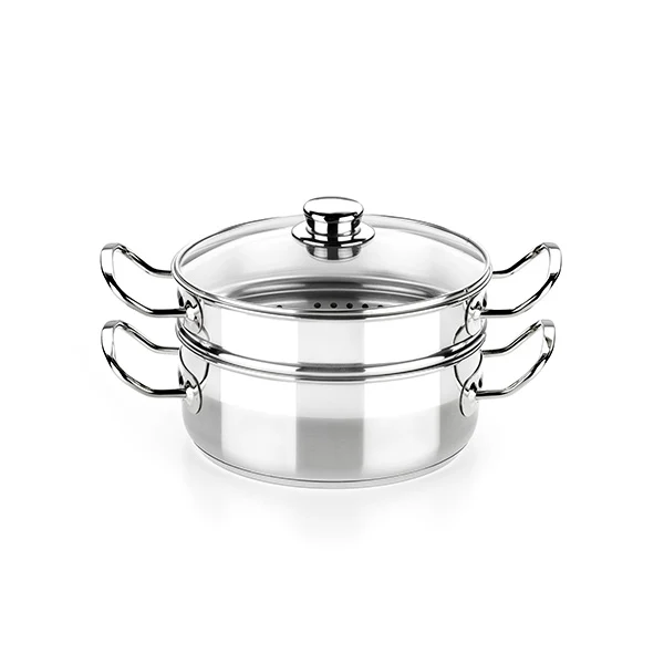 Olla a vapor con tapa de cristal acero inoxidable sin antiadherente Profesional