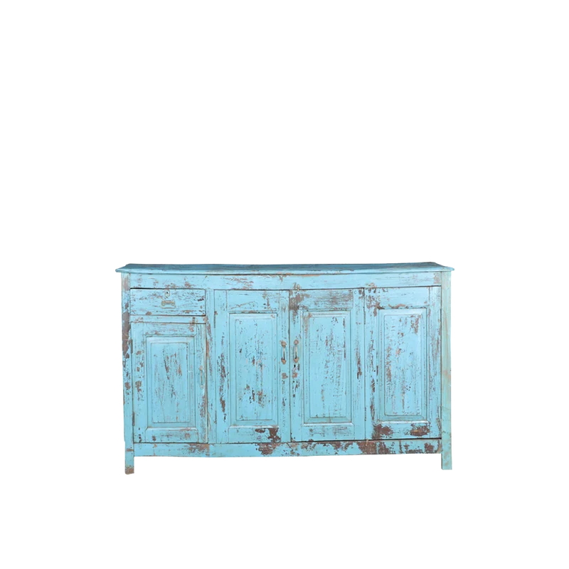 Aparador de madera teca turquesa 174x55x106cm - Indian Treasures