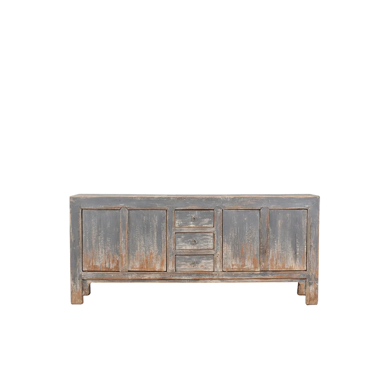 Aparador de madera gris envejecido 192x45x85cm - Antique