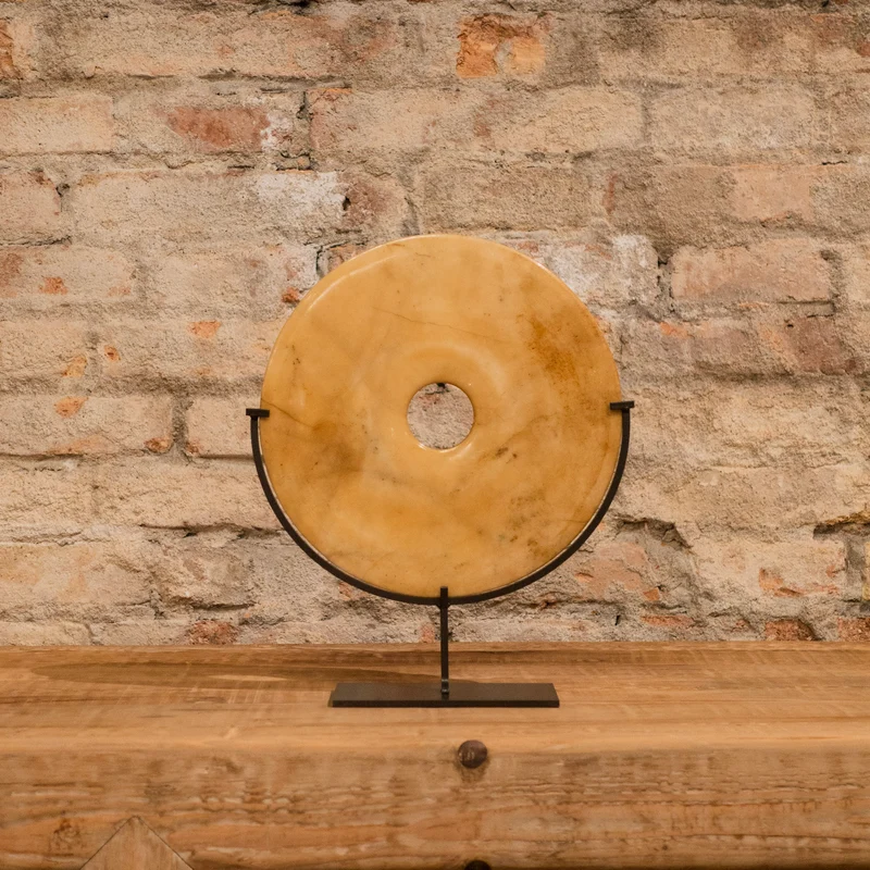 Disco decorativo en mármol amarillo 25cm