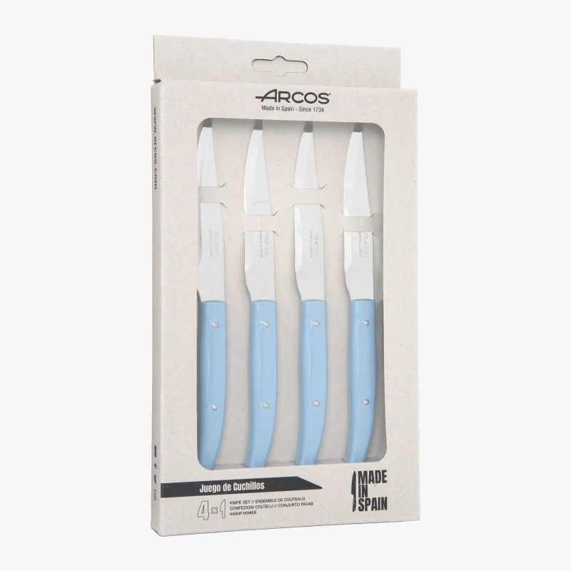 Juego 4 pzas. Cuchillo chuletero Azul Microserrado