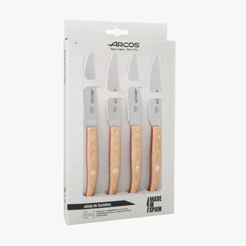 Juego 4 Pzas. Chuleteros The Origin Mango Micarta Beige