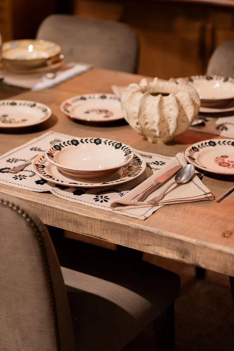 Set individual + servilleta Viana Beige-Negro