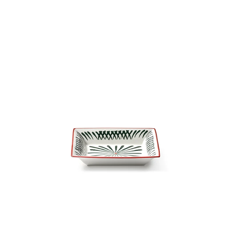 Plato rectangular rojo-verde Bazaar