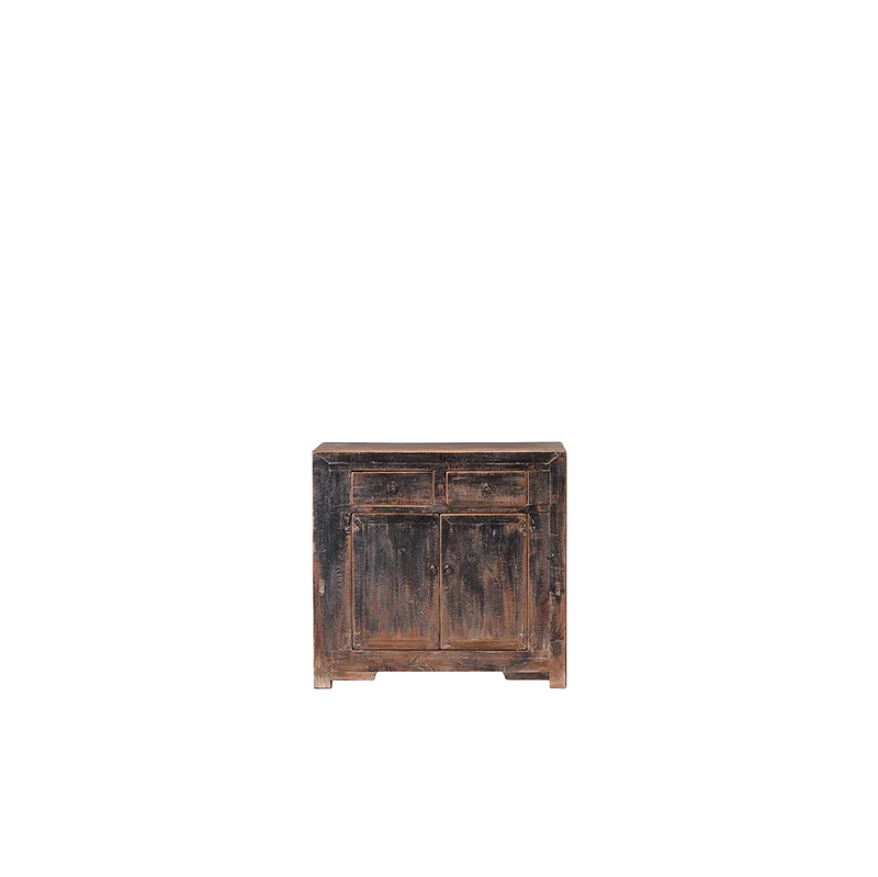 Aparador auxiliar de 2 cajones y 2 puertas, negro - Antique