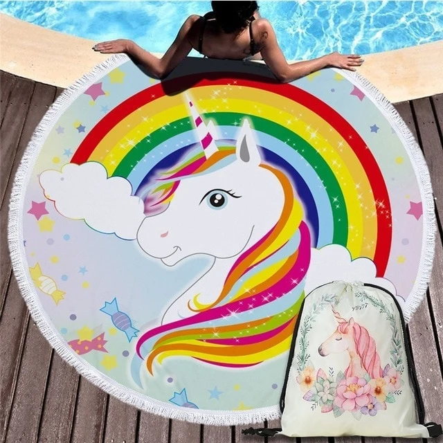 Cartoon Unicorn 150cm Round Beach