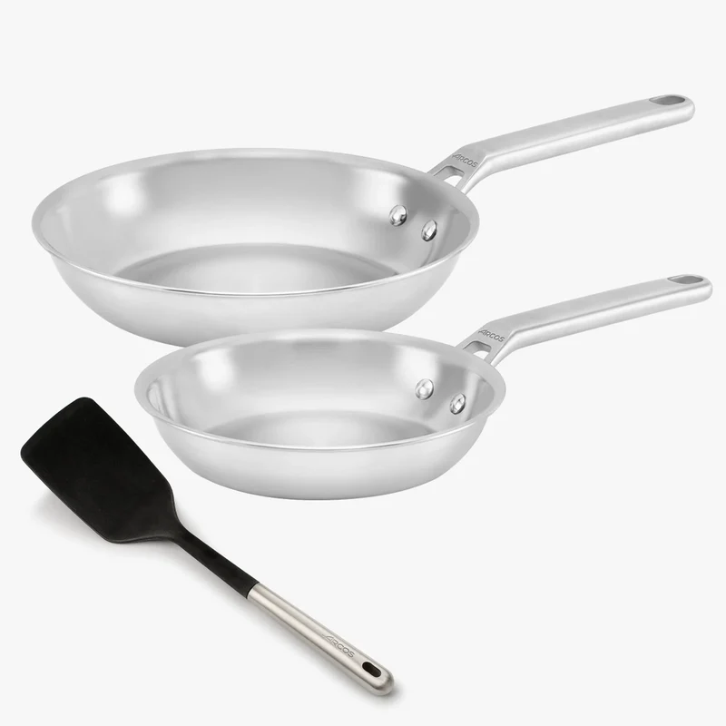 Set Sartenes Samoa Inox (20 y 24 cm) y espátula