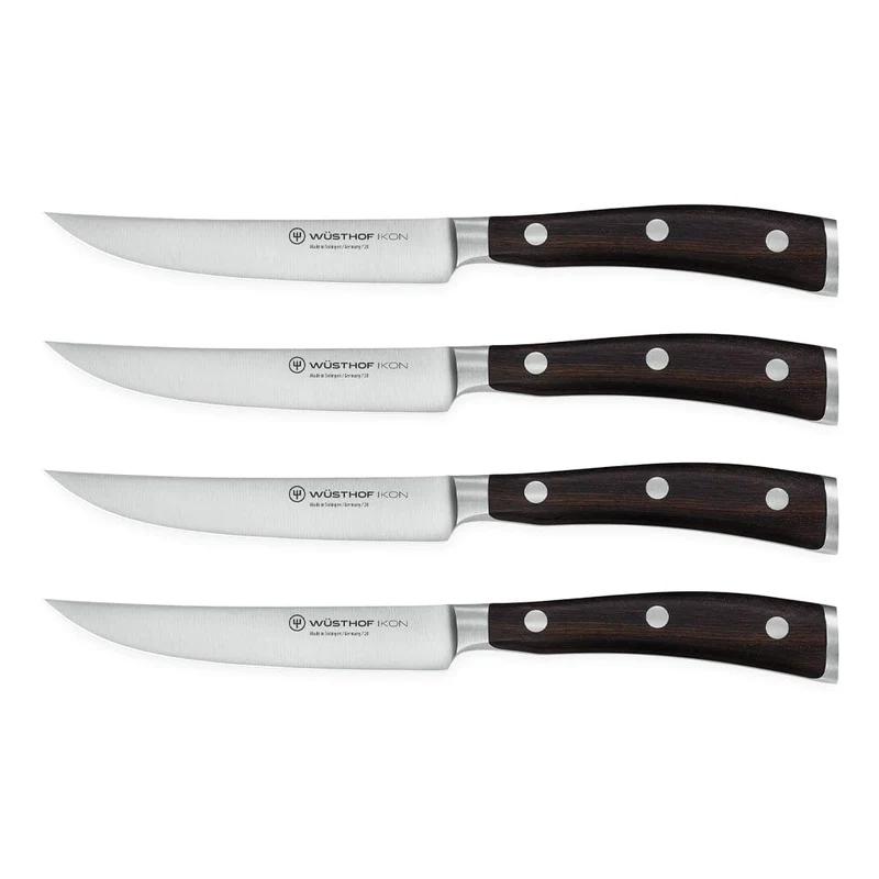 Wusthof - Juego de cuchillos para carne Classic Ikon de 4 piezas - Mango de madera