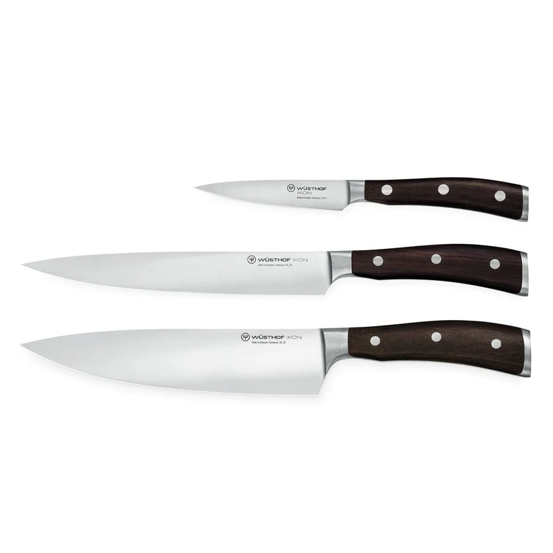 Wusthof - Juego de cuchillos Classic Ikon de 3 piezas - Mango de madera