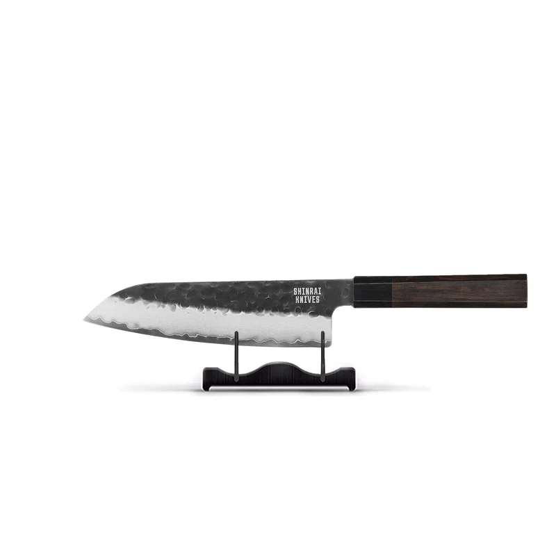 Shinrai Knives - Cuchillo Santoku de Damasco Blackout Edition de 18 cm