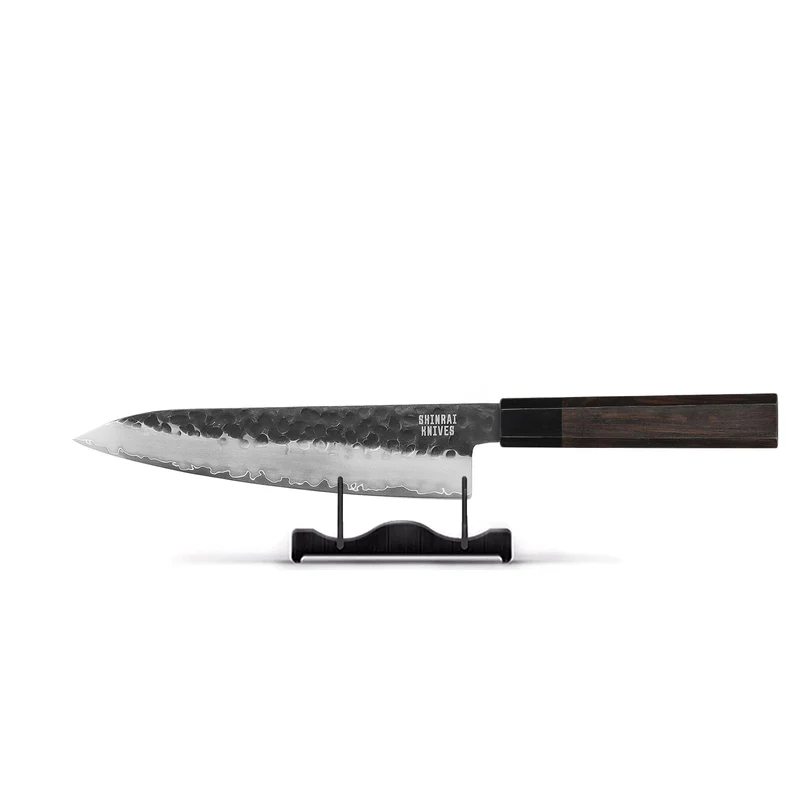 Shinrai Knives - Cuchillo de chef de Damasco Blackout Edition de 20 cm