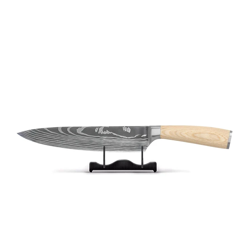 Shinrai Knives - Cuchillo de chef Akari con estampado de Damasco de 20 cm