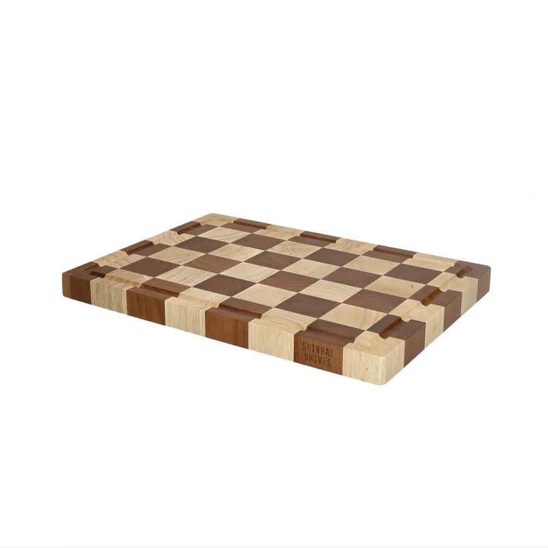 Shinrai Knives - Tabla de cortar para ajedrez de madera de acacia - Veta final - 35 x 25 x 2,5 cm