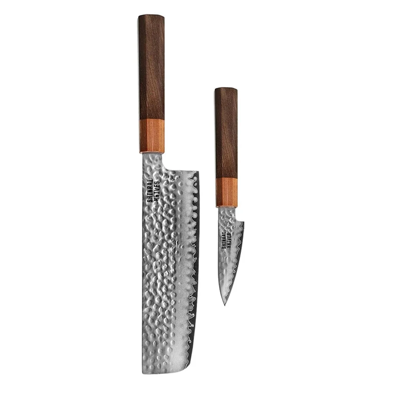 Shinrai Knives - Juego de 2 piezas Damasco exclusivo de Kigami - Nakiri + cuchillo pelador