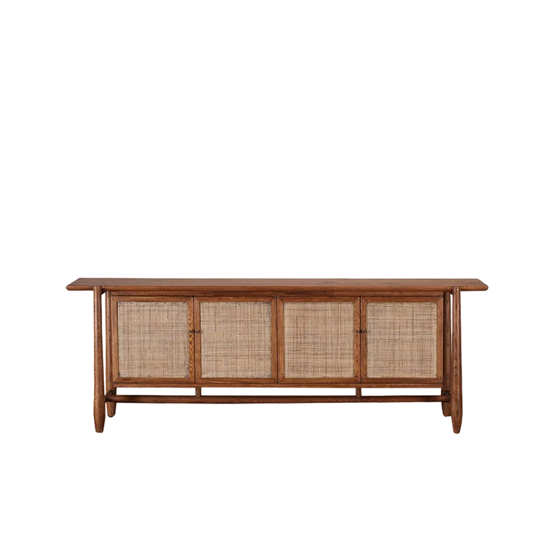 Aparador de madera y rafia con 4 puertas - Heritage