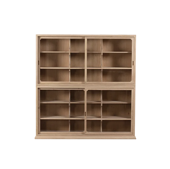Libreria de madera y puertas deslizables en cristal - Heritage