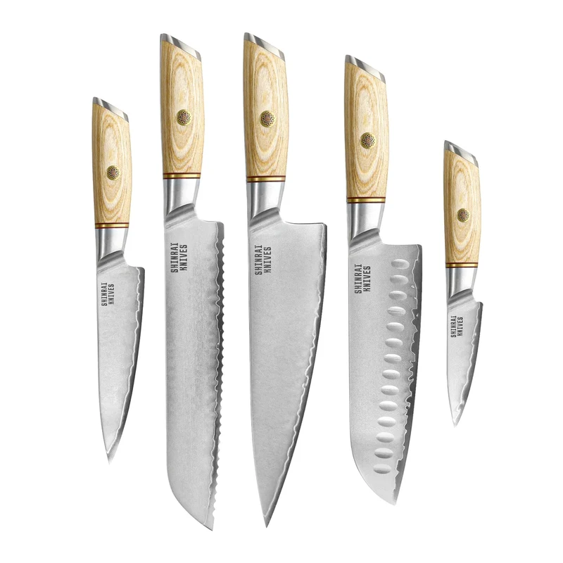 Shinrai Knives - Set de couteaux Hikari Damascus 5 pièces