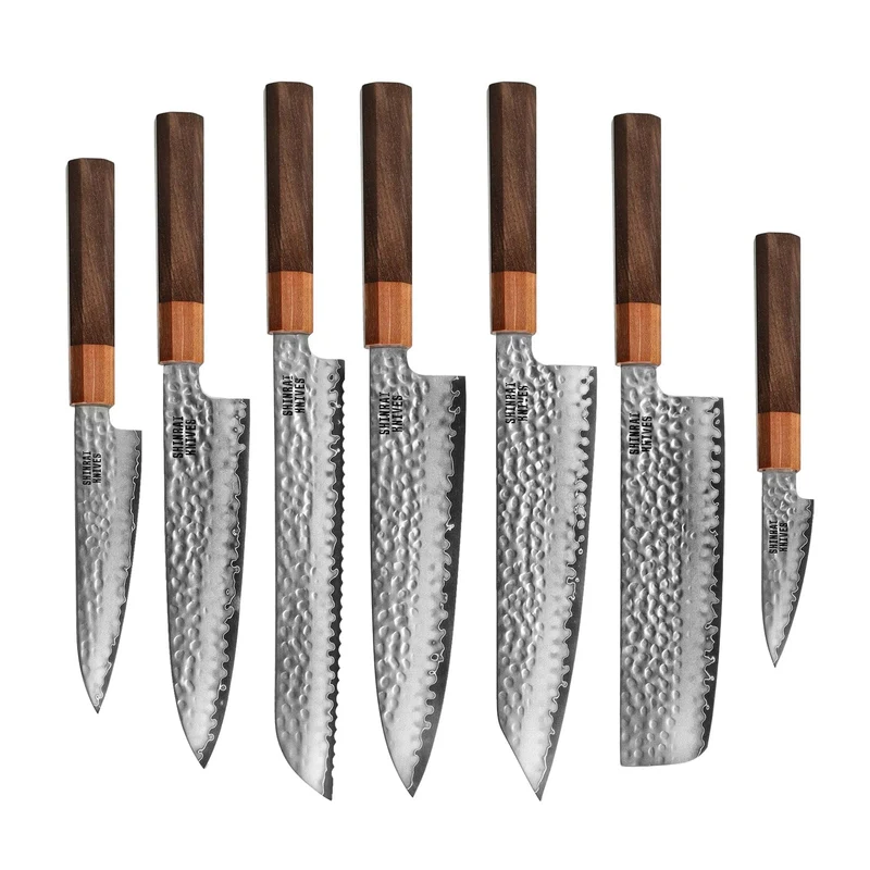 Shinrai Knives - Juego de cuchillos de Damasco de 7 piezas exclusivo de Kigami