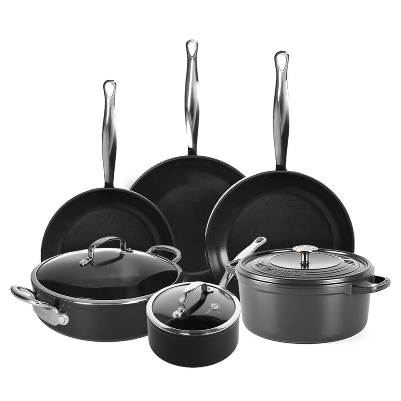 GreenPan - Juego de sartenes Barcelona Pro XXL de 8 piezas 18/20/28/30/28/28 cm - cacerola con tapa + 2 sartenes + cacerola con tapa + wok + sartén