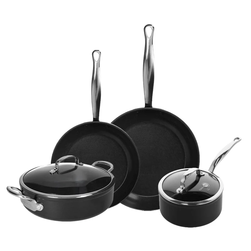 GreenPan - Juego de sartenes Barcelona Pro XL de 6 piezas 18/24/28/30 cm - cacerola con tapa + 2 sartenes + cacerola con tapa