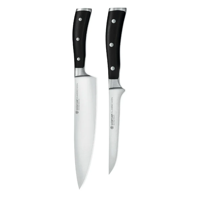 Wüsthof - Juego de cuchillos Classic Ikon de 2 piezas - Cuchillo de chef + Cuchillo fileteador