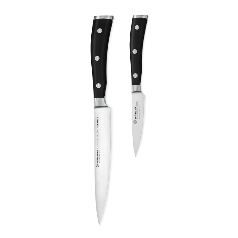Wüsthof - Juego de cuchillos Classic Ikon de 2 piezas: cuchillo fileteador flexible y cuchillo de oficina