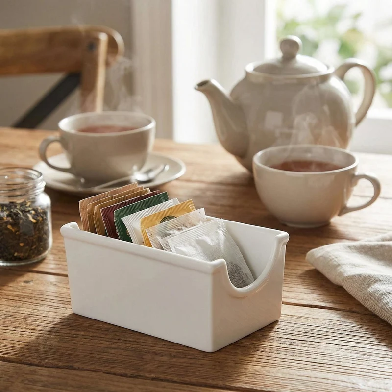Bandeja de porcelana para bolsas de té y azúcar Menage La Porcellana Bianca
