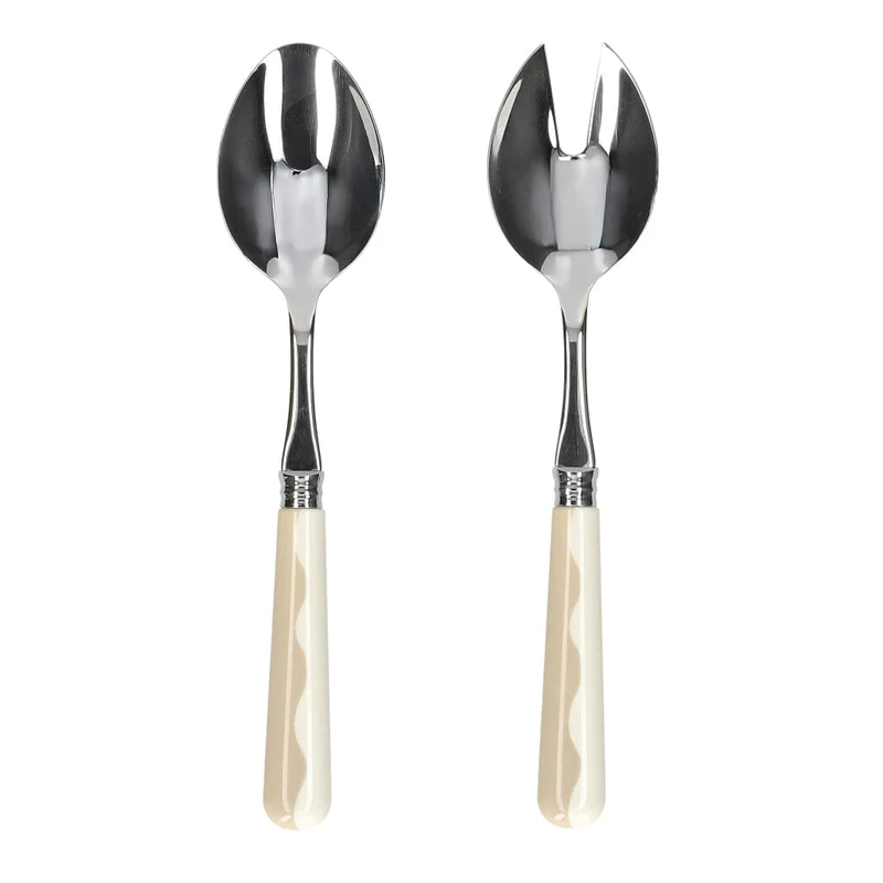 Addison Ross - Cubiertos para ensalada Wave - Capuchino y blanco