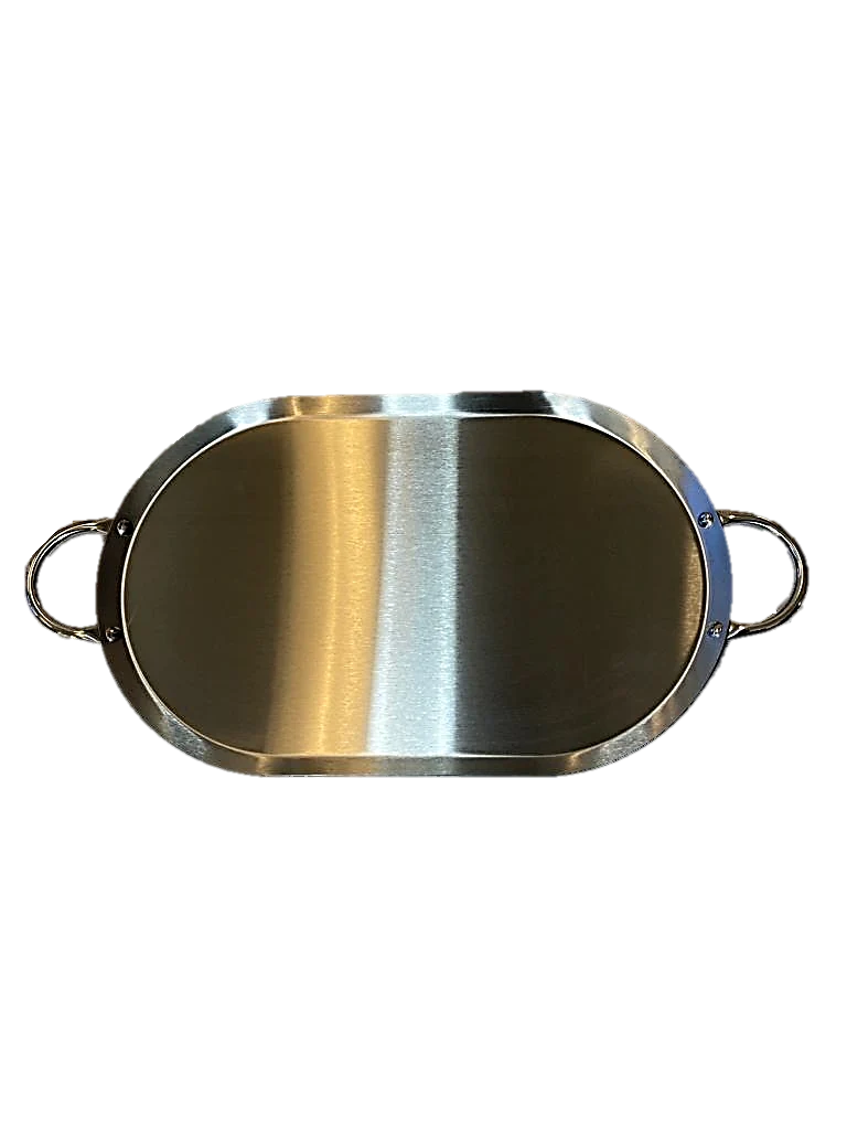 Comal Ovalado de Acero Inoxidable de 22" x 13" para Dos Quemadores