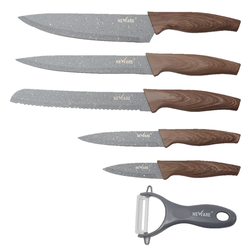 Juego de 6 Cuchillos de Cocina con Recubrimiento Grey Diamond