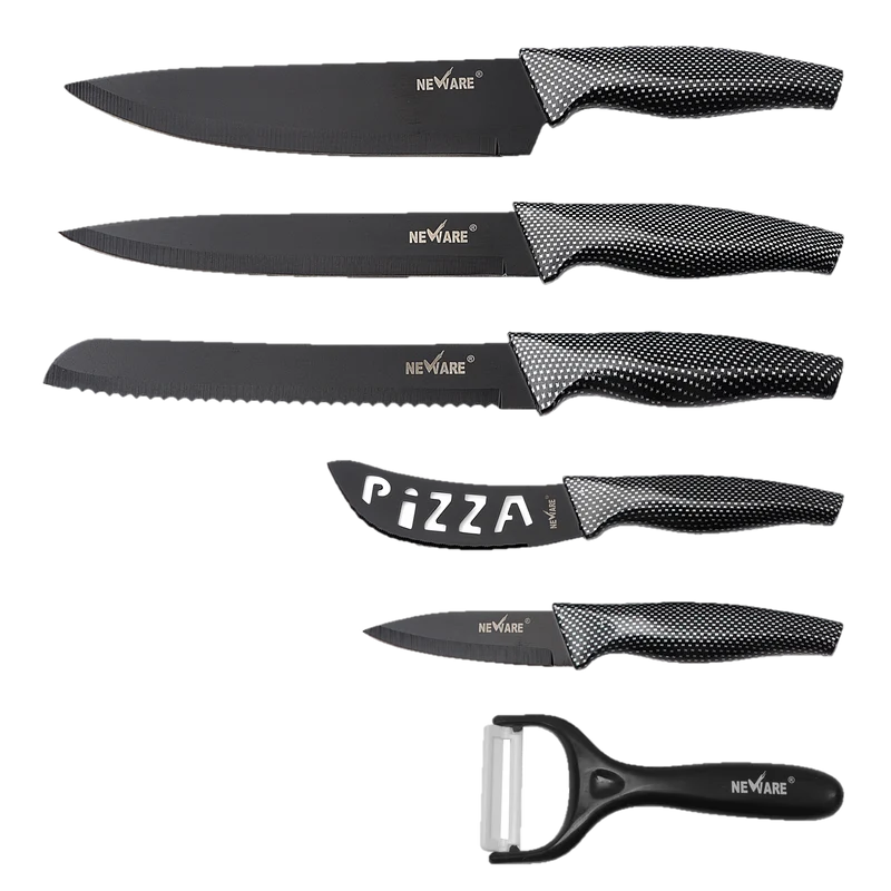 Juego de 6 Cuchillos de Cocina con Recubrimiento Black Diamond