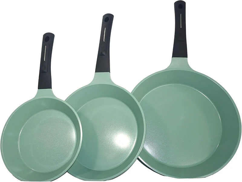 Juego de Sartenes Antiadherentes de Cerámica Eurocook Jade – 3 Piezas