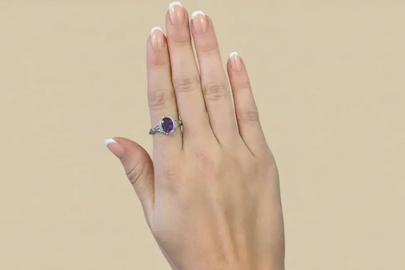 Anillo adaptable de amatista con filigranas