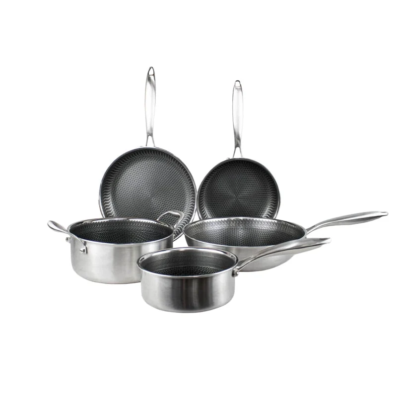 Cook & Pan - Juego de sartenes de acero inoxidable color miel (5 piezas)