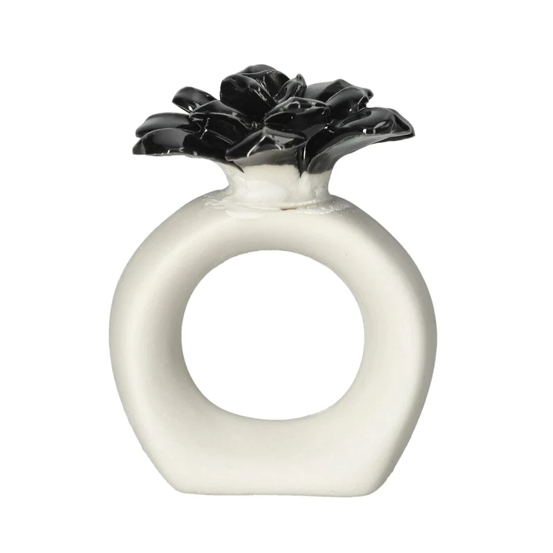 BYON - Anillo para servilletas con diseño de nenúfar - Negro