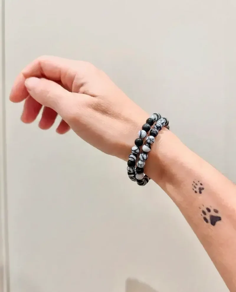 Pulsera de bolas de Ágata Orca