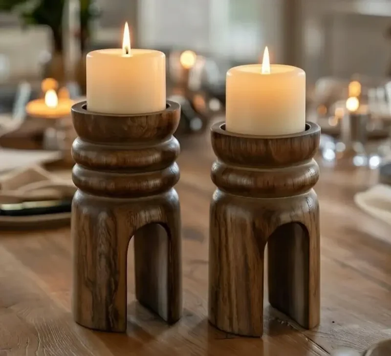 Candelabro de madera de mango
