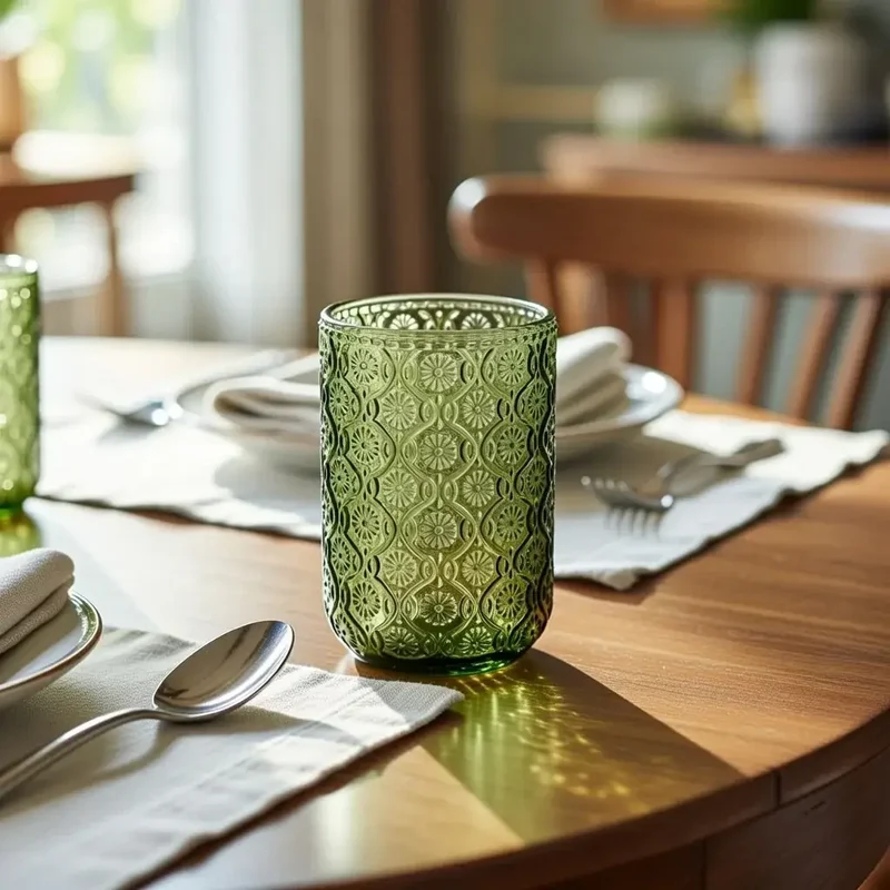Vaso de cristal verde