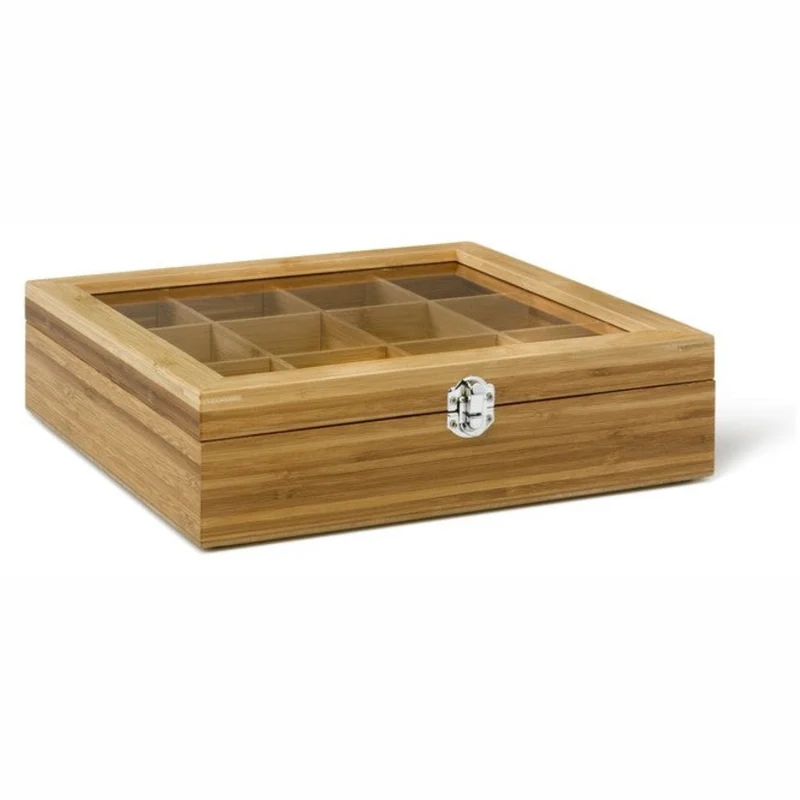 Caja de té de bambú con 12 compartimentos Bredemeijer