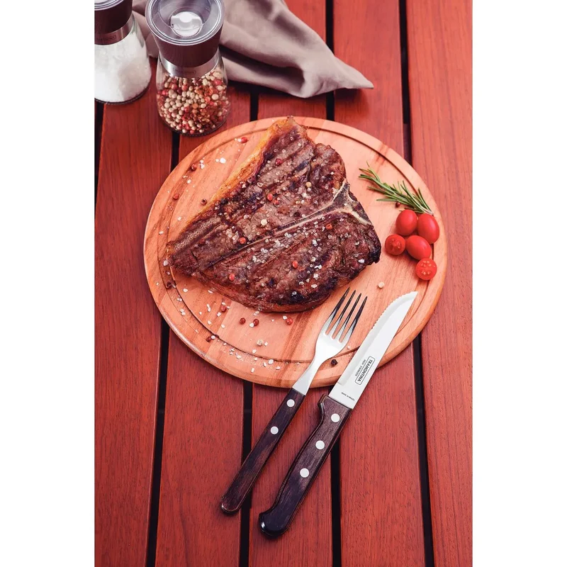 Tramontina 8-Piece BBQ Set with Brown FSC-Certified Polywood Handles – Essential Tools for Outdoor Grilling