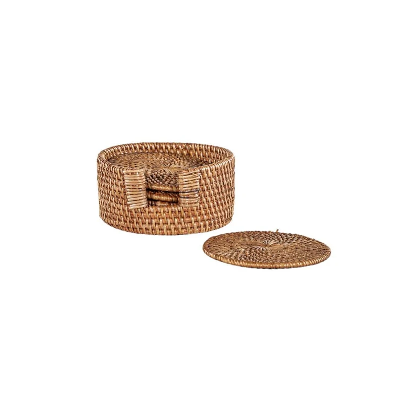 Set of 6 Organic Rattan Coasters