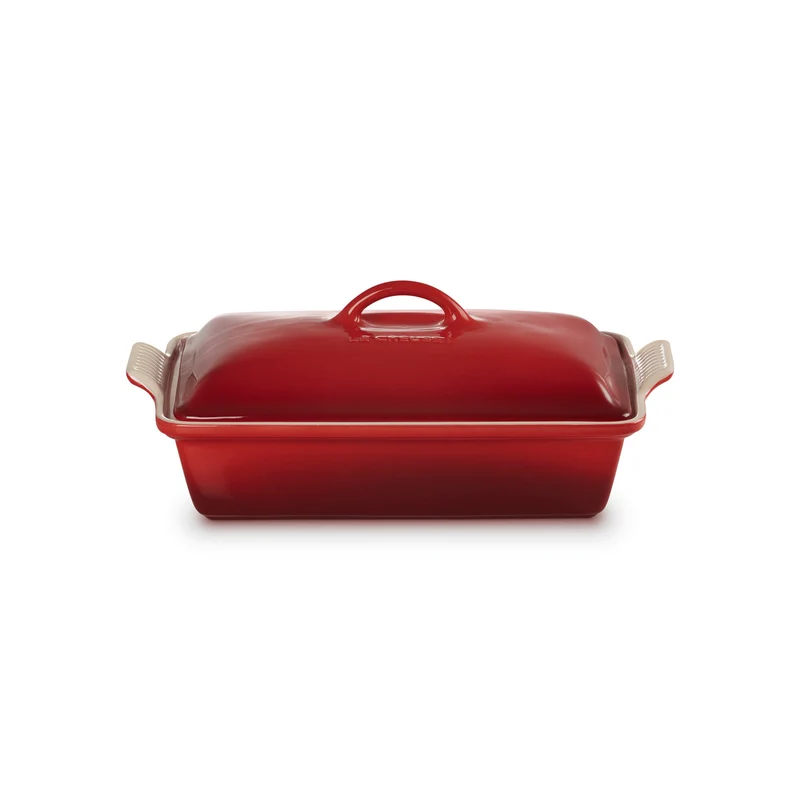 Le Creuset - Fuente de horno rectangular con tapa 33 cm rojo cereza