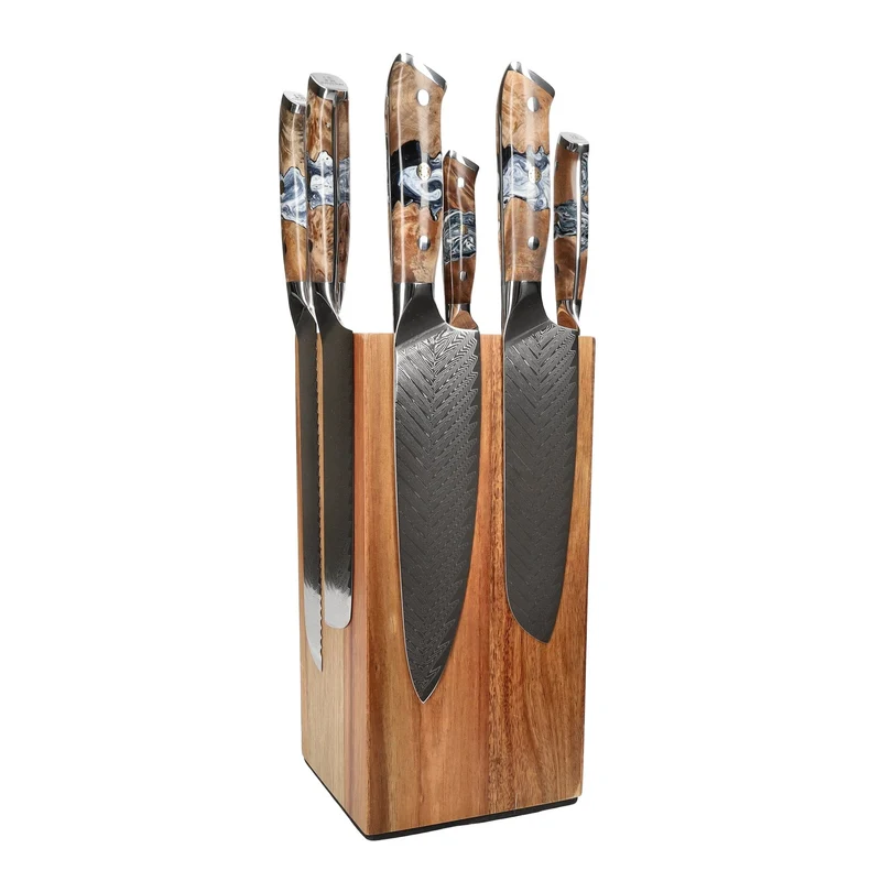 Shinrai Knives - Juego de 6 cuchillos Eclipse + Bloque de cuchillos giratorio