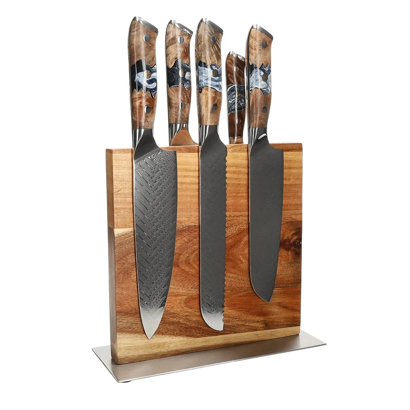 Shinrai Knives - Juego de 6 cuchillos Eclipse + Bloque de cuchillos de doble cara Cito