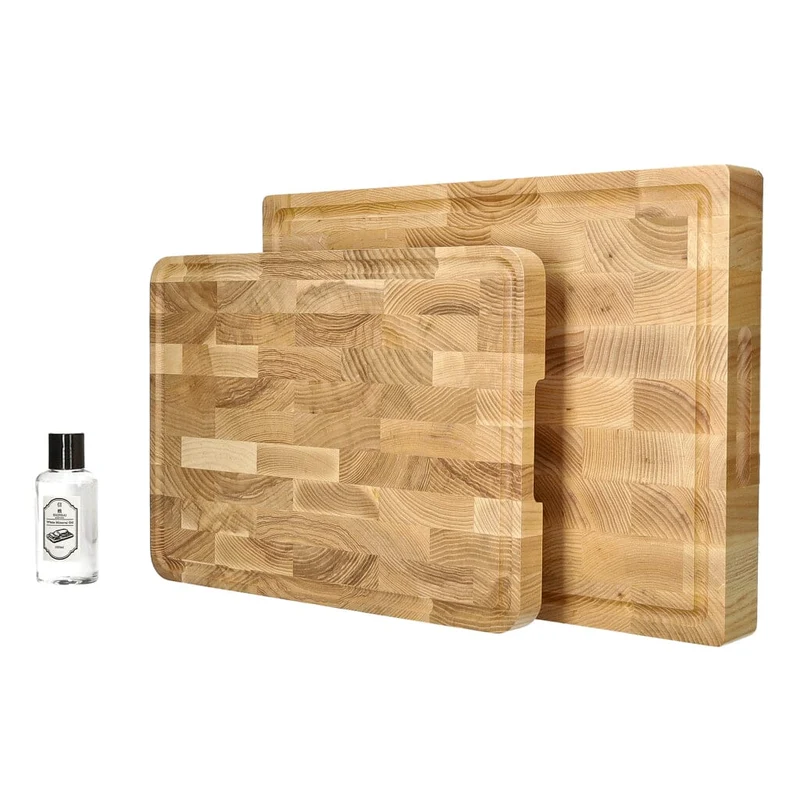 Tabla de cortar de madera de fresno de lujo Shinrai Knives - Madera de testa - Paquete